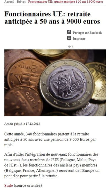&quot;Les fonctionnaires europ&eacute;ens b&eacute;n&eacute;ficient d'une retraite de 9&nbsp;000&nbsp;euros&nbsp;&agrave; 50&nbsp;ans&quot;