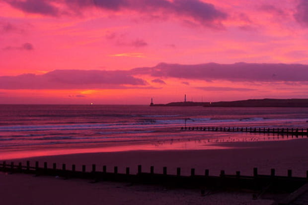 La plage d'Aberdeen en rose