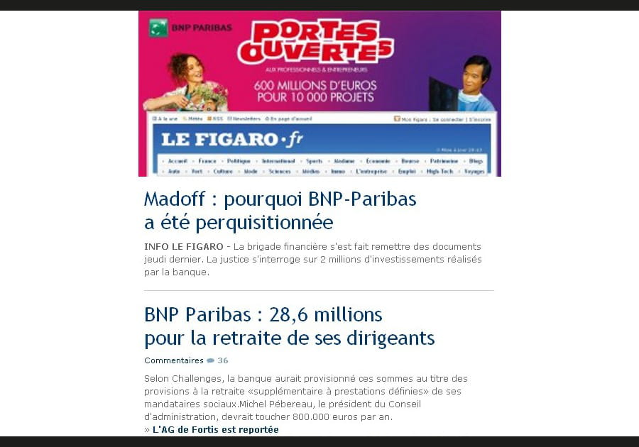 La publicit&eacute; BNP-Paribas sur les portes ouvertes