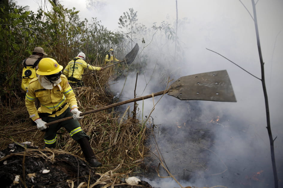 Au sol, le combat des pompiers