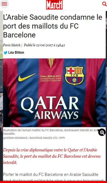 &quot;Porter le maillot de foot du Bar&ccedil;a est puni de 15&nbsp;ans de prison en Arabie saoudite&quot; (1/2)