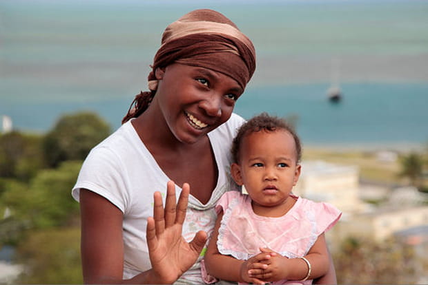 Femme de Rodrigues avec bébé