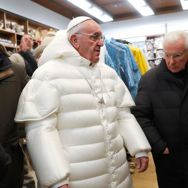 Le pape Fran&ccedil;ois en doudoune - Image IA