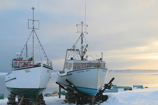 Bateaux sur la glace