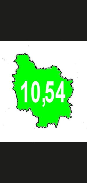 17e&nbsp;: Bourgogne. 10,54&nbsp;naissances pour 1&nbsp;000&nbsp;habitants