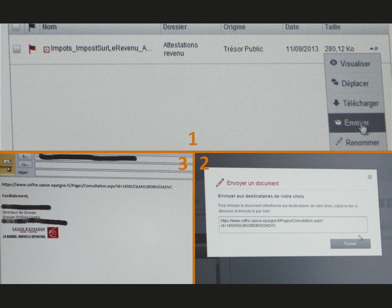 Envoyer un document enregistr&eacute; dans le coffre-fort num&eacute;rique &agrave; un tiers