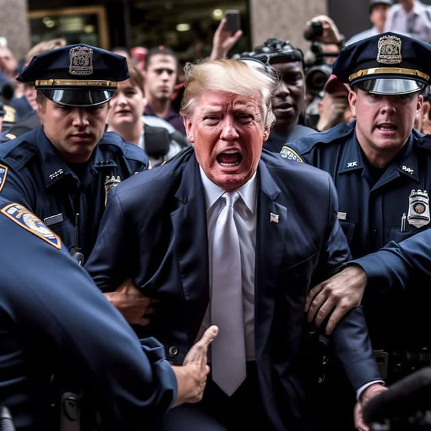 Trump interpell&eacute; par la police - Image IA