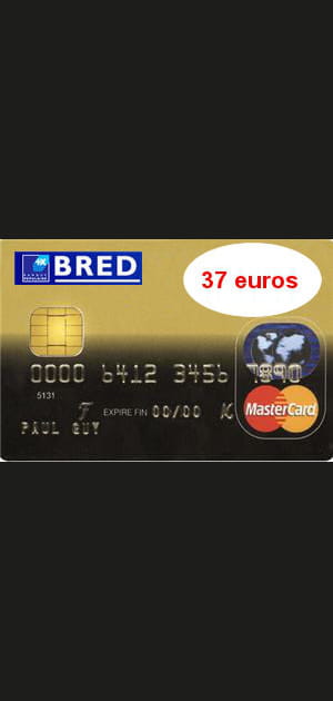 16e ex-aequo&nbsp;: Banque populaire Bred (Mastercard)&nbsp;: 37&nbsp;euros&nbsp;par&nbsp;an