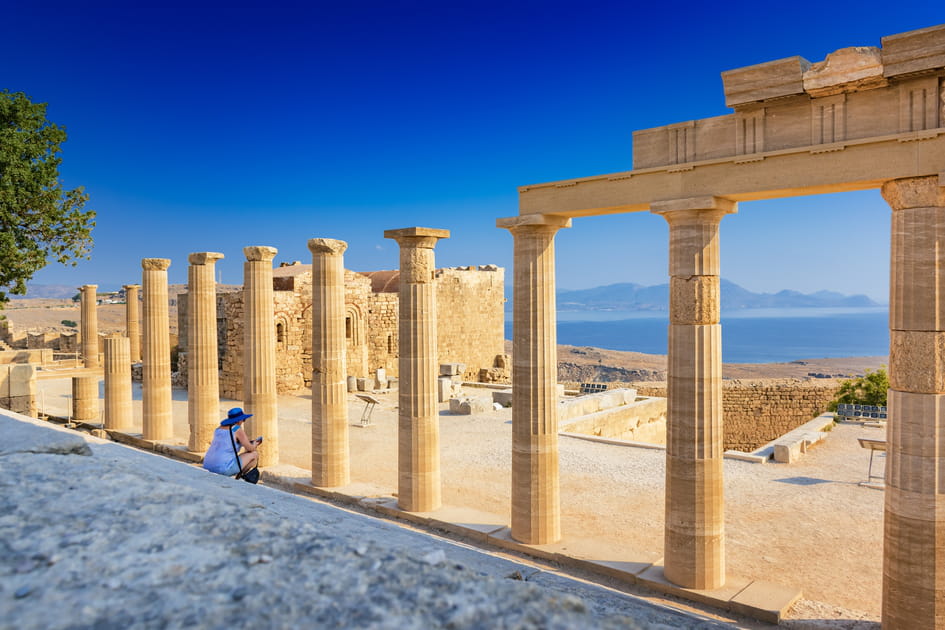 L'acropole de Lindos &agrave; Rhodes